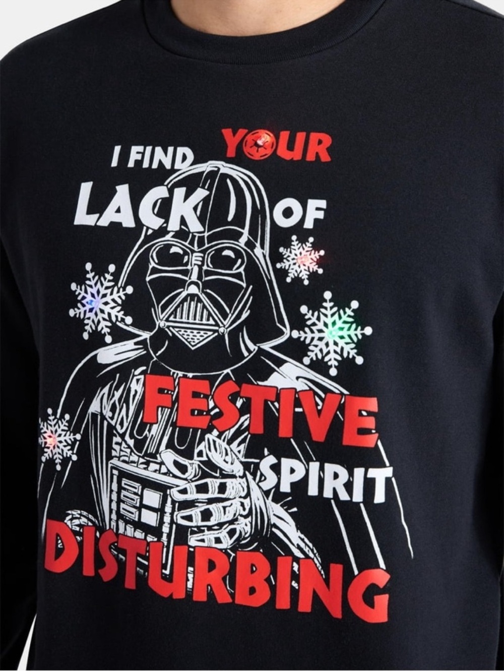 Star Wars Darth Vader Holiday Graphic Light Up Sweatshirt - Size Medium.